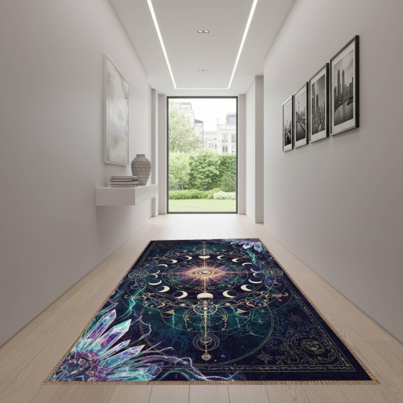 Moon Face Rug Mystic Moon Phase Rug, Celestial Hallway Runner Carpet, Teen Witchy ...