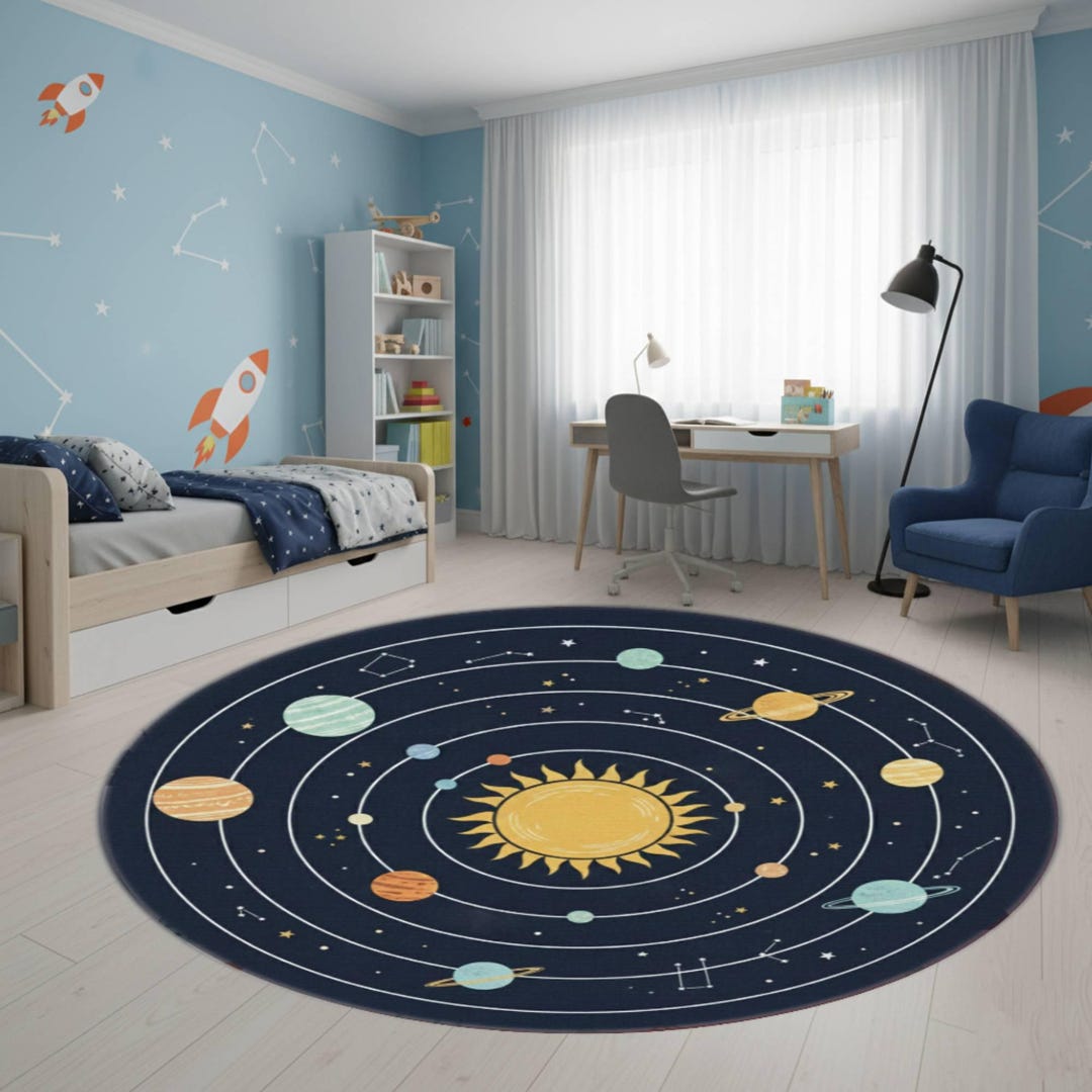 El System Rug Solar System Rug, Outer Space Planets Carpet for Kids Room, Educational ...