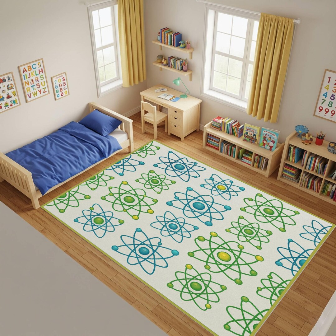 Science Classroom Rug Science Theme Kids Rug, Atom Pattern Playroom Carpet, Educational ...