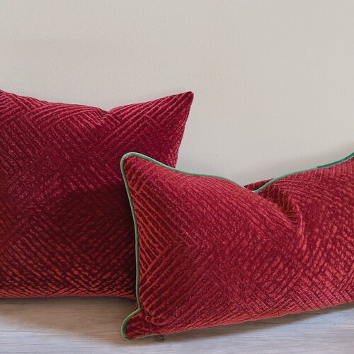 Red White Decorative Throw Pillow Cover With Zipper Paisley Etsy