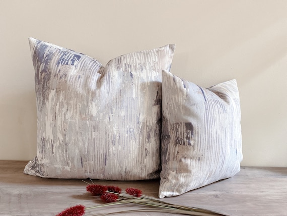 Cream Floral Pillow 20x20, Modern Designer Pillows, Charcoal