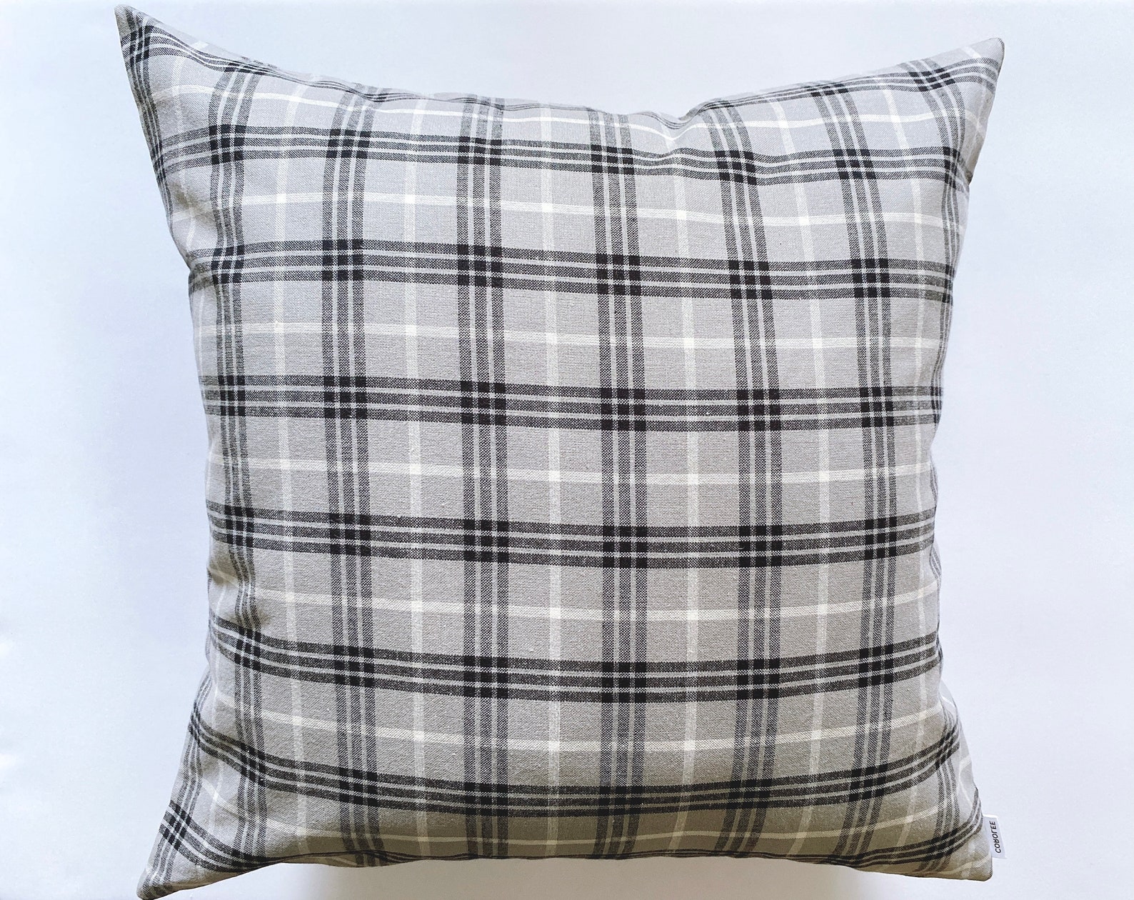 Gray Plaid Pillow Cover Cotton Throw Pillows Decorative Etsy