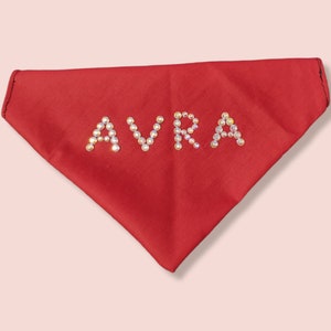 Rot Slide-On Bandana Strass Namen Personalisiertes Bandanas Haustier Bandanas Hunde Bandanas Katzen Bandanas Haustier Bandanas Yes