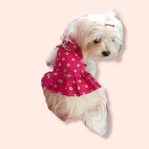 Cotton fabric Pet Dress/Harness for small pets Dog dress Cat dress Optional Built-in D-ring image 1