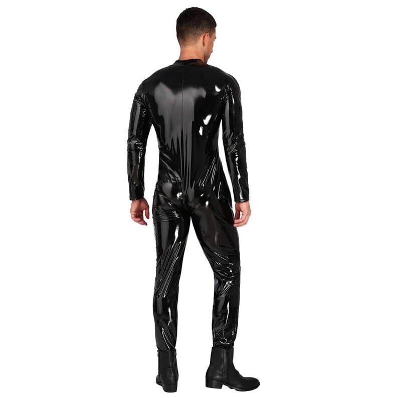 Catsuit Men, Black Red Latex Catsuit for Men, Latex Bodysuit Full Body