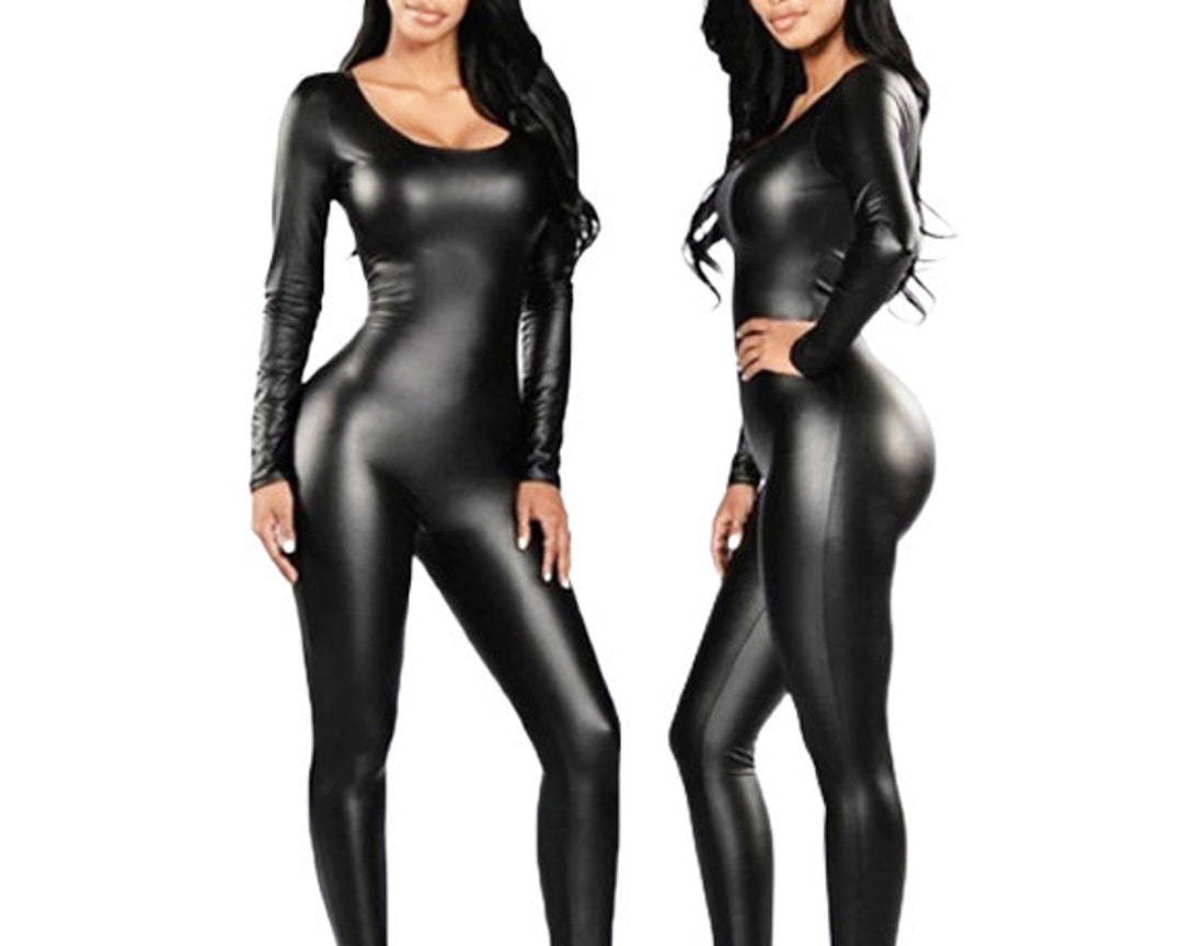 Latex Cat Suit Leather Bodysuit Front Zipper Clubwear Catsuit For Women latex-cat-suit-leather-bodysuit-front-zipper-clubwear-catsuit-for-women