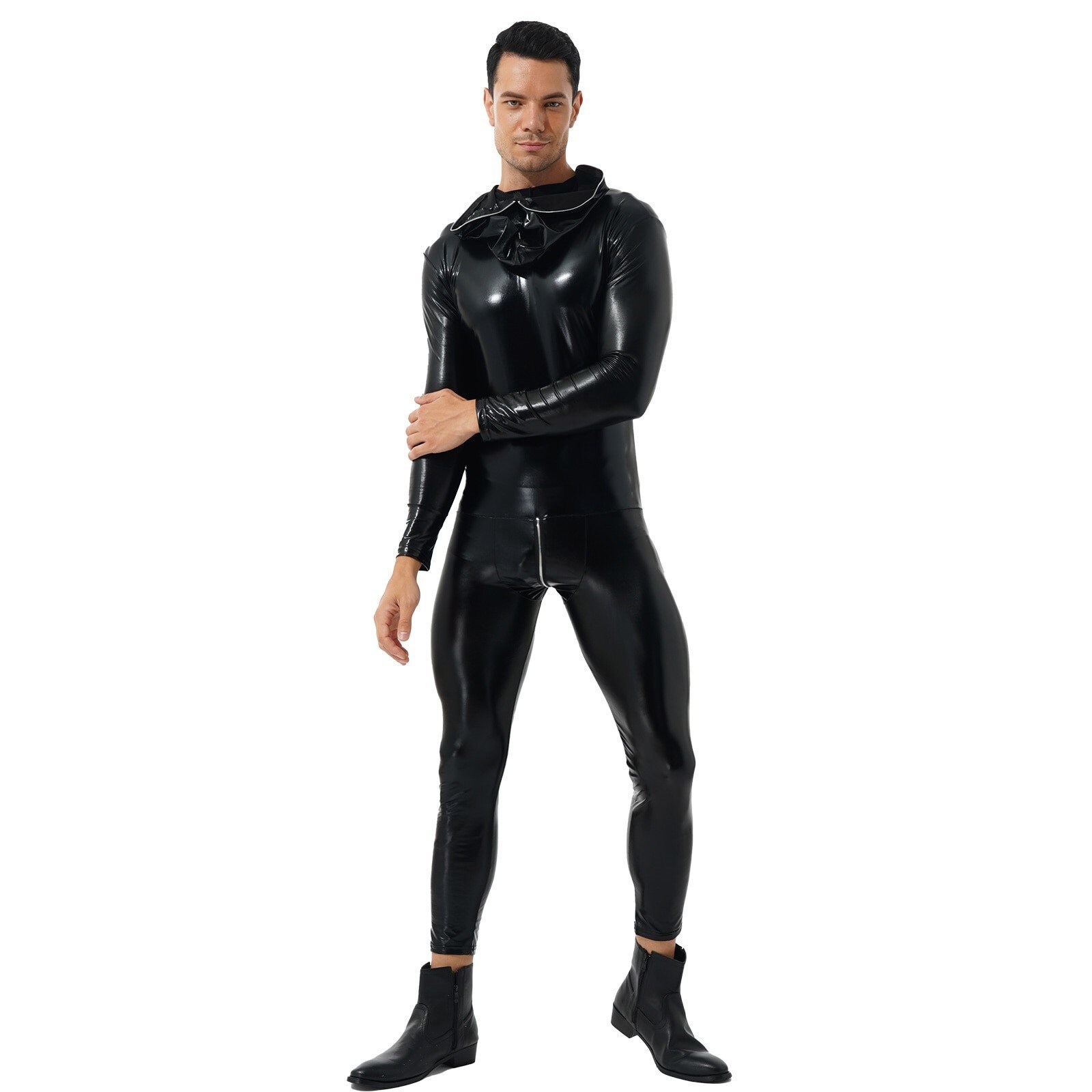 Schwarzer Kapuzen Bodysuit Männer Catsuit Männer Latex Etsy.de