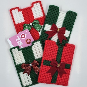 Set of 4 Christmas Gift Card Holders, Plastic Canvas