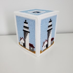 Lighthouse Tissue Box Cover, Plastic Canvas