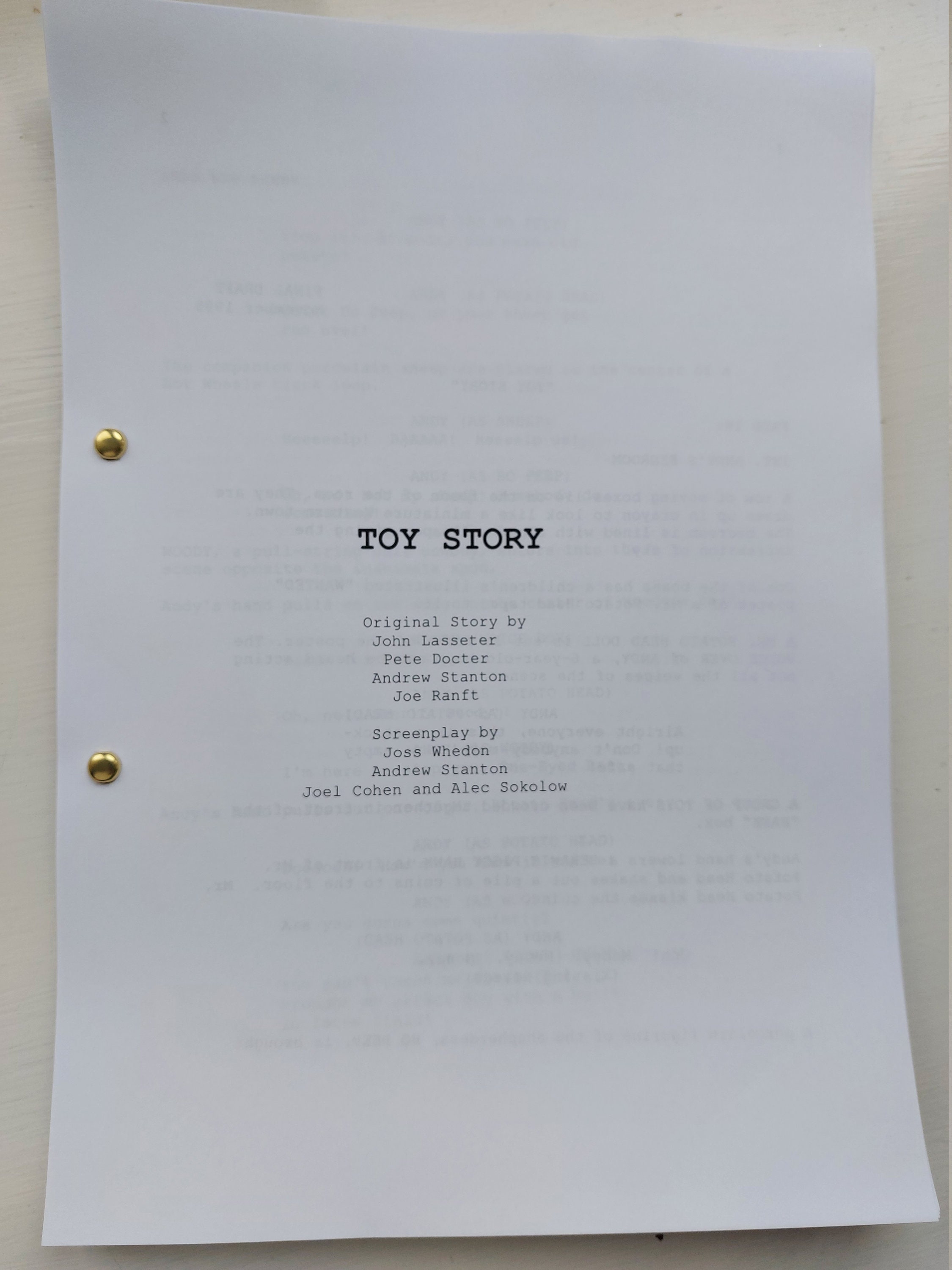 Toy Story Script/Screenplay & Movie Poster And Autographs Etsy