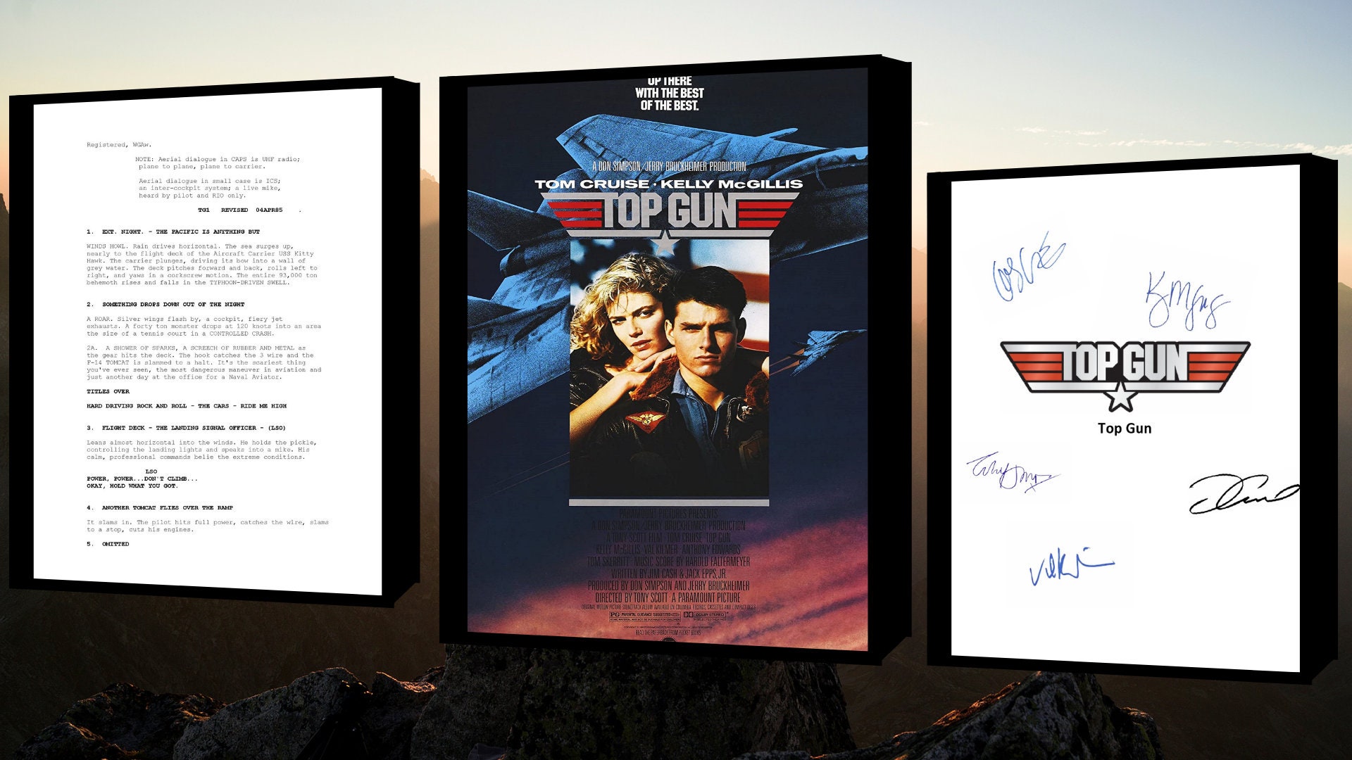 Top Gun Script/Screenplay With Movie Poster And Autographs Tom Etsy