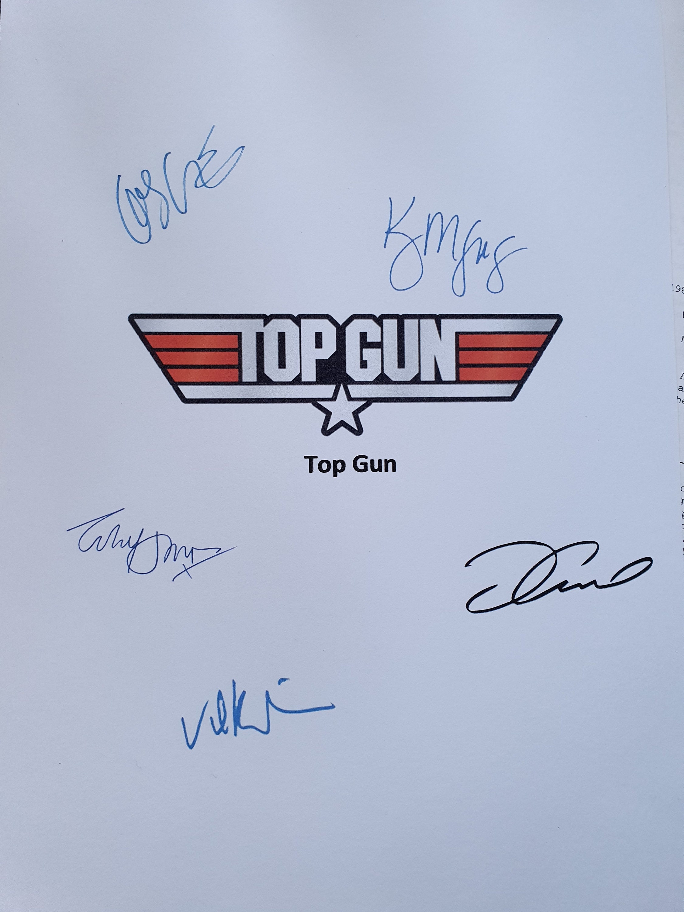 Top Gun Script/Screenplay With Movie Poster And Autographs Tom Etsy