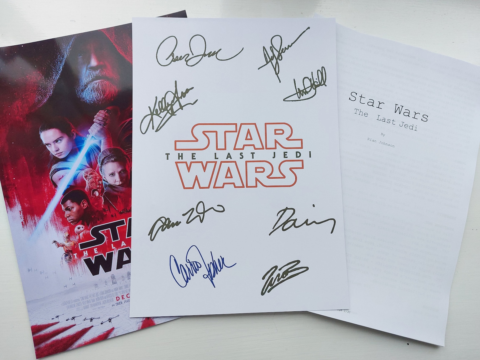 Star Wars The Last Jedi Script/screenplay Poster Autographs Etsy