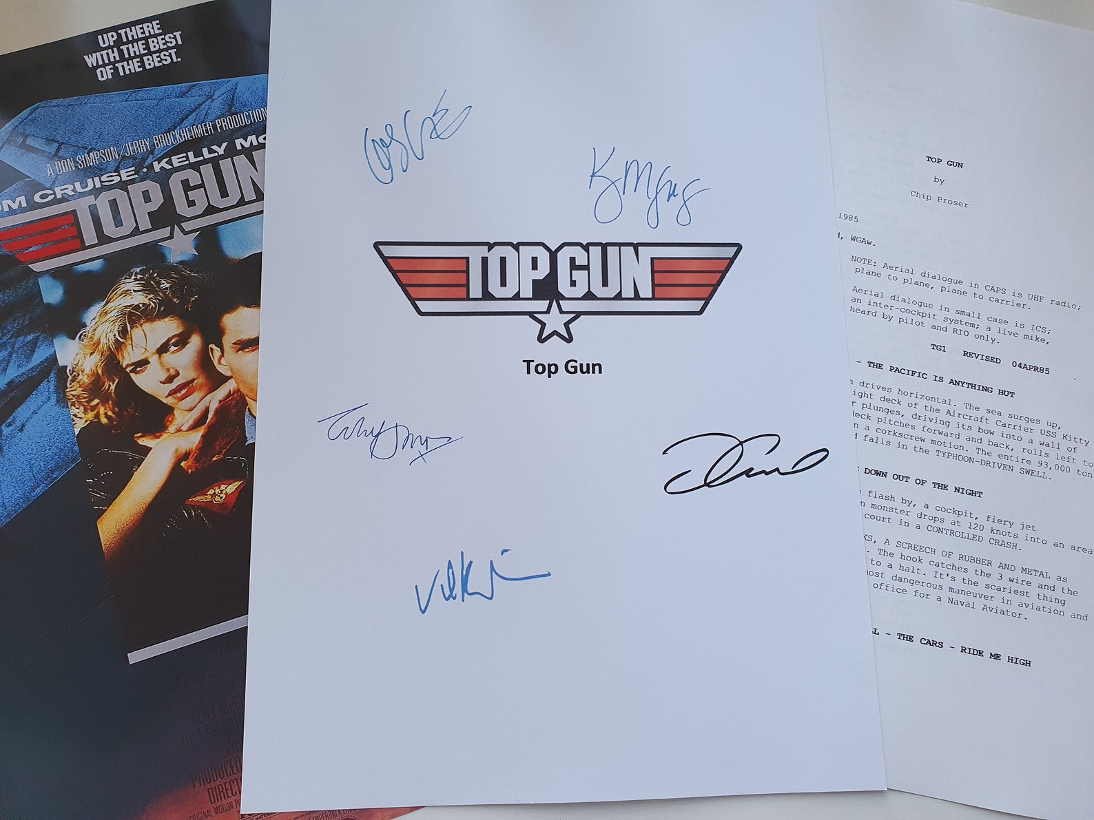 Top Gun Script/Screenplay With Movie Poster And Autographs Tom Etsy