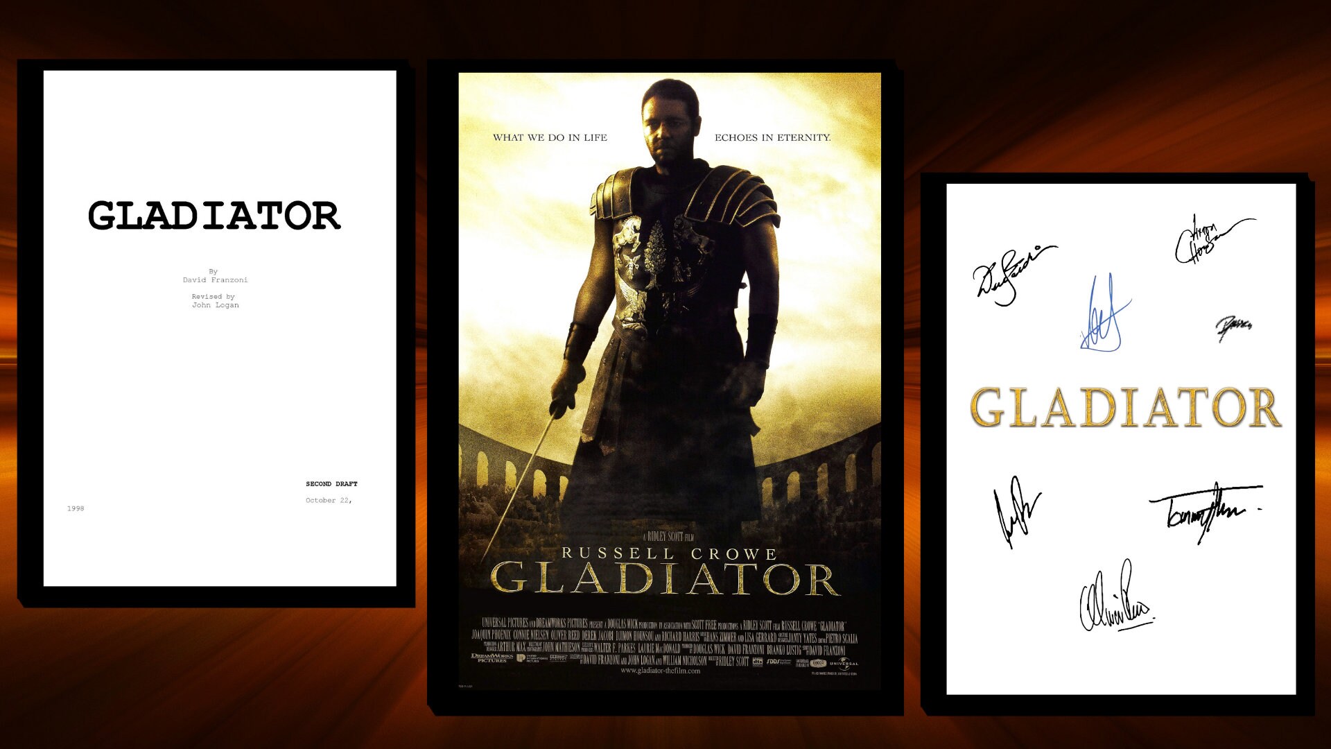 Gladiator Script/Screenplay & Movie Poster And Autographs Etsy