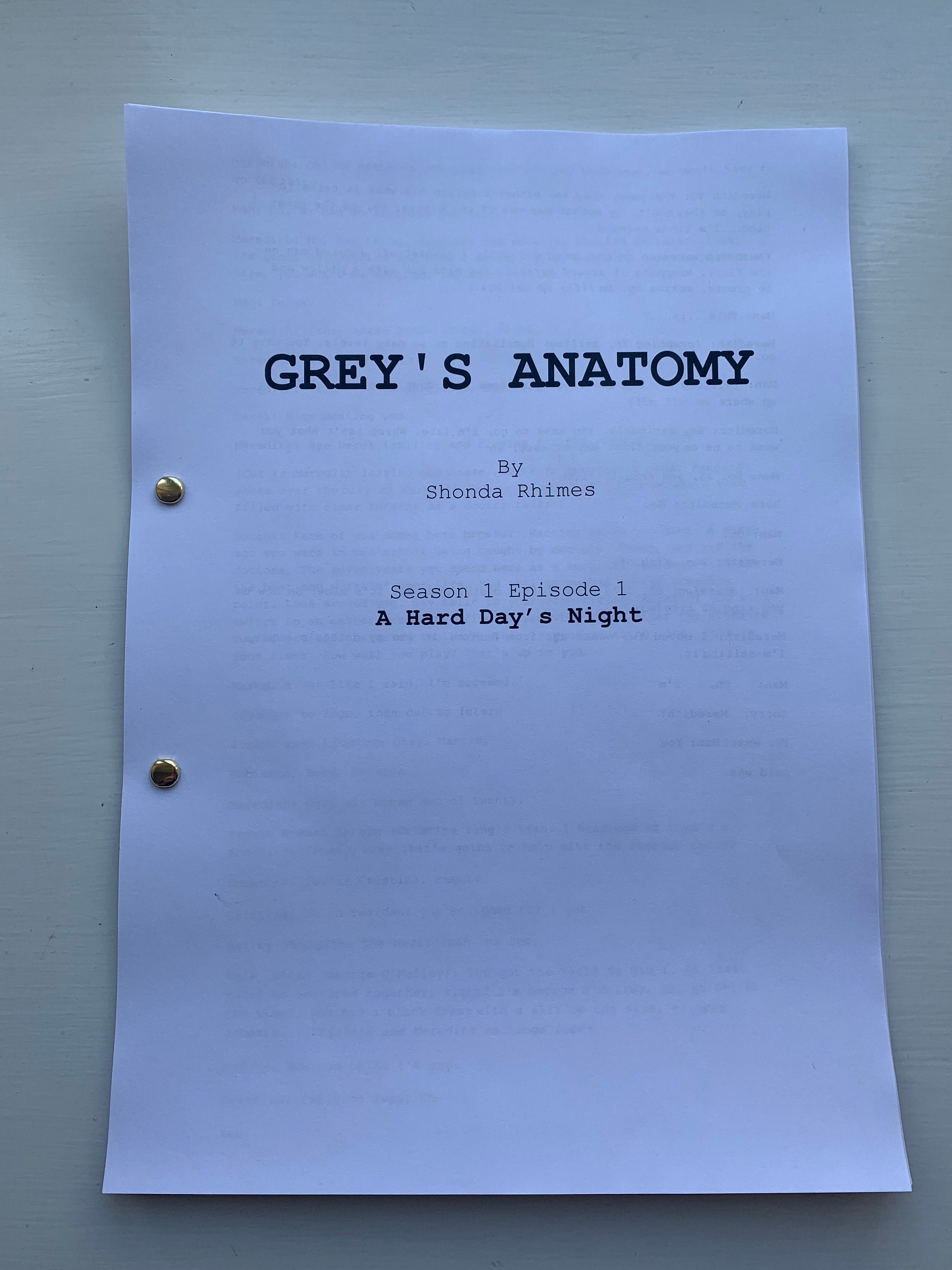 Greys Anatomy Script/Screenplay With Poster And Autographs | Etsy