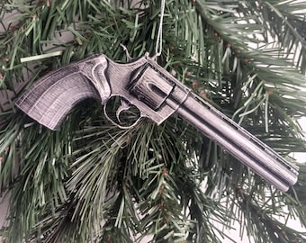 3D Printed Colt Python Revolver Christmas Ornament – Hand Painted
