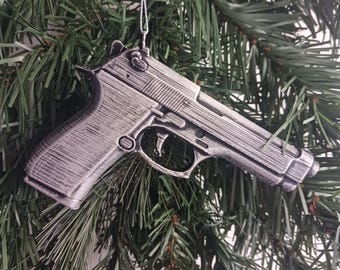 3D Printed Beretta 92fs Christmas Ornament – Hand Painted PLA Plastic