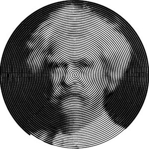 May include: Black and white spiral pattern in a circle.