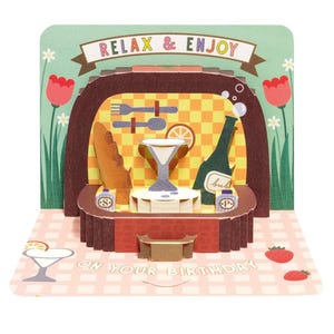 Pop up Karte "Enjoy and Relax on your Birthday" (Picknickkorb)