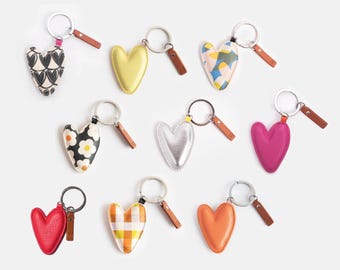 Porte-clés en forme de cœur (cuir végétalien)