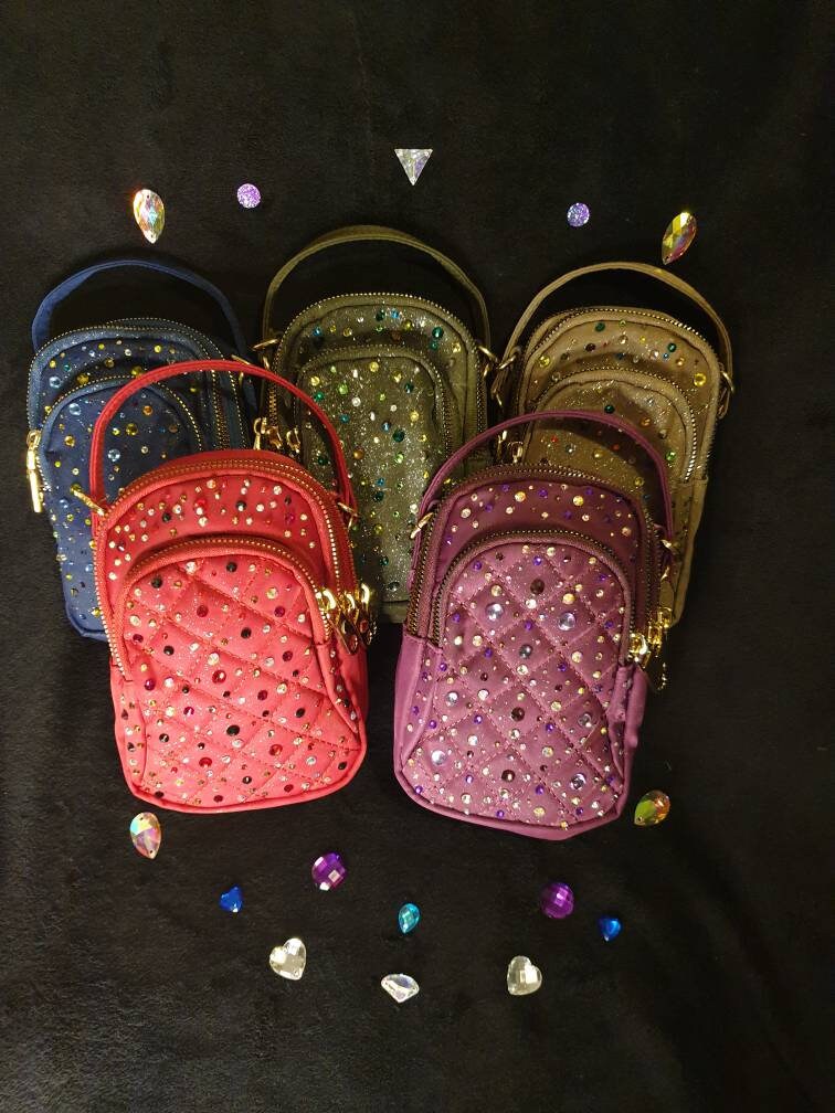 Rhinestone Crossbody Bags, Bling Bags, Pouch Bags Mini Crossbody, Festival Bags, Bespoke Bags