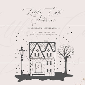 Christmas House | Christmas Village | Winter House | SVG PNG EPS Elements | Immediate Download | Clipart Vector Set