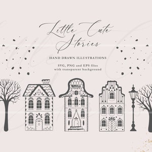 Christmas Houses Bundle | Christmas Village | Winter Houses | SVG PNG EPS Elements | Immediate Download | Clipart Vector Set
