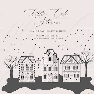Christmas Houses | Christmas Village | Winter Houses | SVG PNG EPS Elements | Immediate Download | Clipart Vector Set
