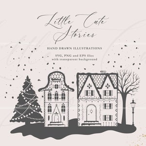 Christmas Houses | Christmas Village | Winter Houses | SVG PNG EPS Elements | Immediate Download | Clipart Vector Set