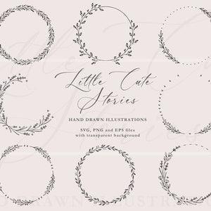 Wreaths Bundle | Botanical Hand Drawn Illustrations | ClipArt Vector Set SVG PNG EPS | Immediate Download