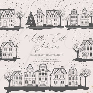 Christmas Houses Bundle | Christmas Village | Winter Houses | SVG PNG EPS Elements | Immediate Download | Clipart Vector Set