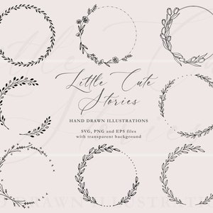Wreaths Bundle | Botanical Hand Drawn Illustrations | ClipArt Vector Set SVG PNG EPS | Immediate Download