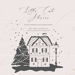 Christmas House | Christmas Village | Winter House | SVG PNG EPS Elements | Immediate Download | Clipart Vector Set