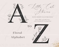 Flowers Alphabet SVG, Botanical Full Alphabet PNG, 26 Hand Drawn Letters, Floral Initials, Clipart Vector Letters, Flowers Monograms