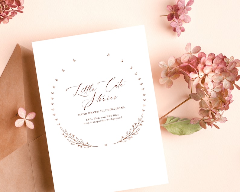 Lövkrans SVG, botanisk PNG, handritad girlang, vektordesigner, blommig cirkel PNG, omedelbar nedladdning, LittleCuteStories bild 6