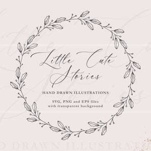 Laurel Wreath | Botanical Hand Drawn Circle | Engraving Designs | ClipArt Vector Set SVG PNG EPS | Immediate Download