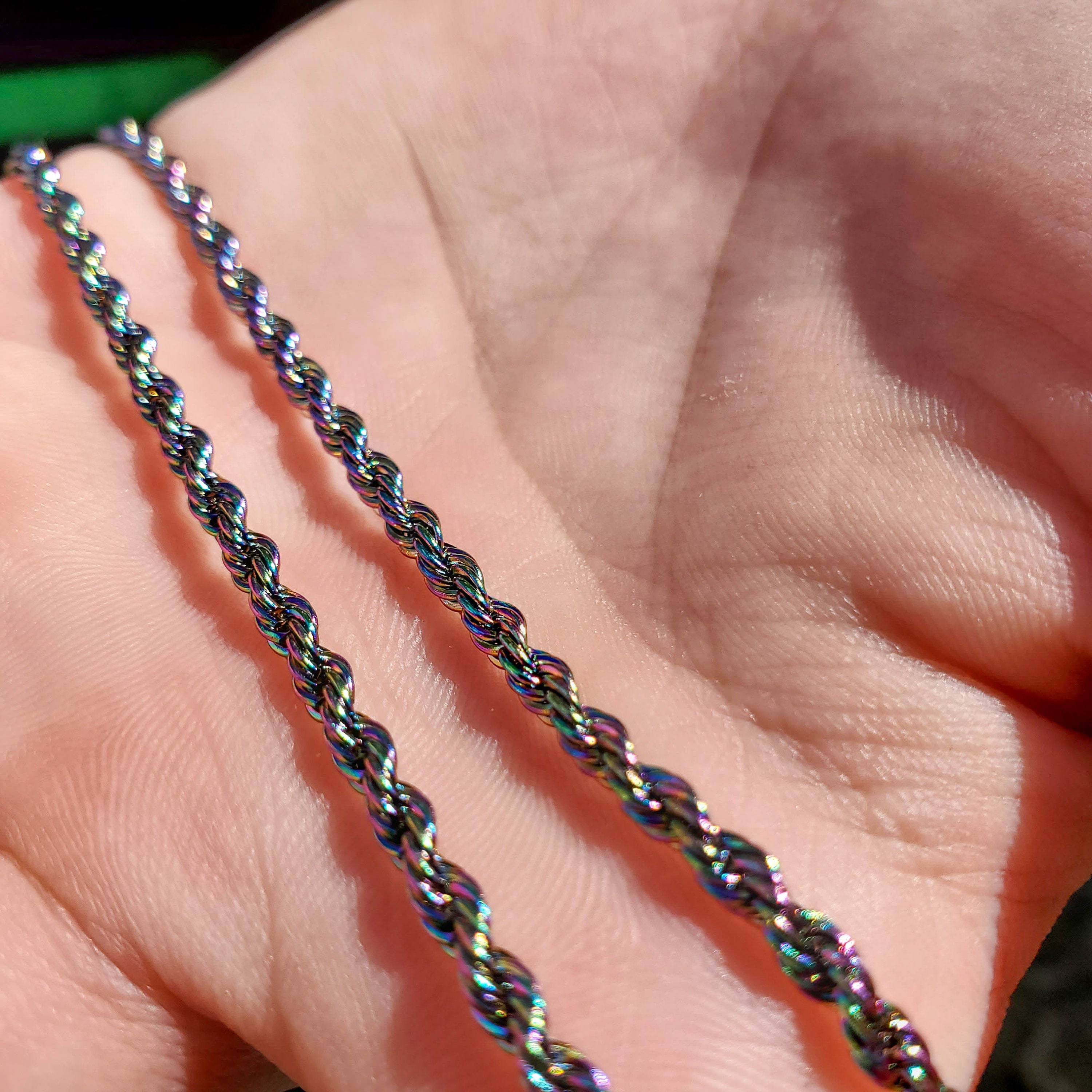 20inch Oil Slick Rope Chains Men Necklace / 3mm Twisted Rope Etsy