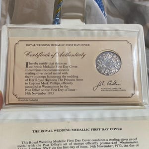 Royal Wedding Commemoration with Silver coin | Princess Anne & Captain Mark Phillips | elegant presentation, rare collectible