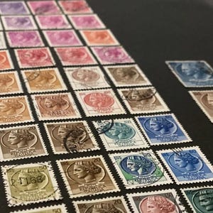 Rainbow Siracusana Collection, Italian famous and iconic postage stamps, variable years, 40 used, PLUS 2 Commemorative Stamps as GIFT!