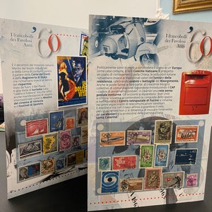 Italian Postage Stamps from the Fabulous 60s! Beautiful folder with nostalgic memories of unforgetable year 1960s with 64 stamps