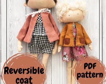 Reversible Doll Coat PDF Pattern: Classic & Big Doll Clothes