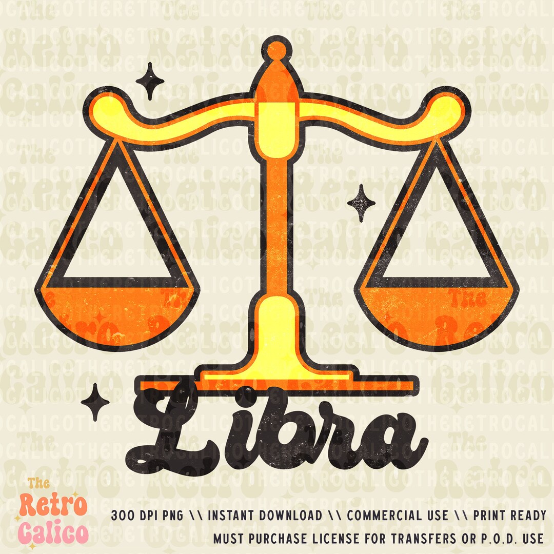 Libra Retro Libra Zodiac Sign Png, Retro 70s Style Png, Retro Zodiac Png, Retro ...