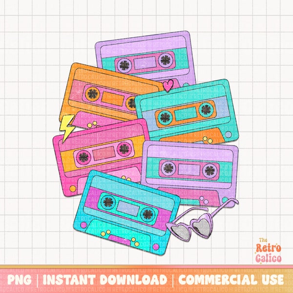 90s Pop Cassette Tapes Png, Retro 90s Music Png, Retro Cassettes Png, Retro Style Png, Shirt Design Download, Digital Download