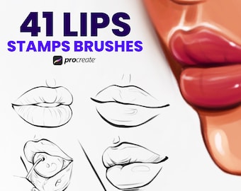 Procreate Face Stamps Lips Stamps Procreate Brushes For Procreate, Procreate Stamps, Procreate Brushes, Procreate Face Brushes