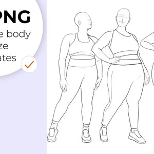 Size Plus Figure Templates, Fashion Body Template, Drawing Template for Clothing Designers, Sample Body