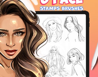 Procreate Portrait brushes | Procreate Face Stamp Brushes | Eyes Stamp brush | Face Stamp Brushes procreate | Head stamp brushes | Procreate