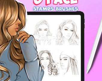 Procreate Female Portrait Stamp Brushes: Face & Head (Part 1)