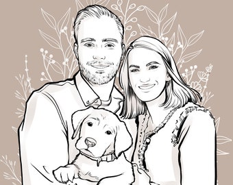 Custom Couple Line Drawing: Personalized Portrait Gift (Digital Download)