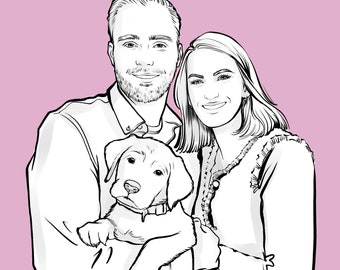 Custom Faceless Portrait, Faceless Portrait Print, Custom Portrait, Christmas Digital Portrait, Couple Digital Faceless Illustration